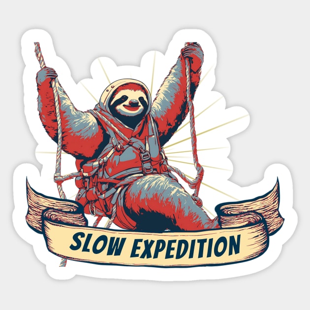 Slow Expedition Funny Sloth Climber Sticker by DesignArchitect